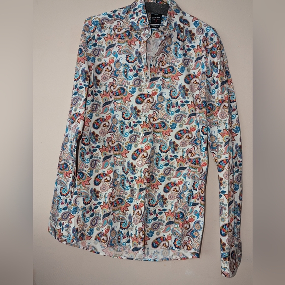 Olymp Level 5 Body Fit Paisley Dress Shirt 100% Cotton 14.5/37 EUC! - Picture 2 of 16